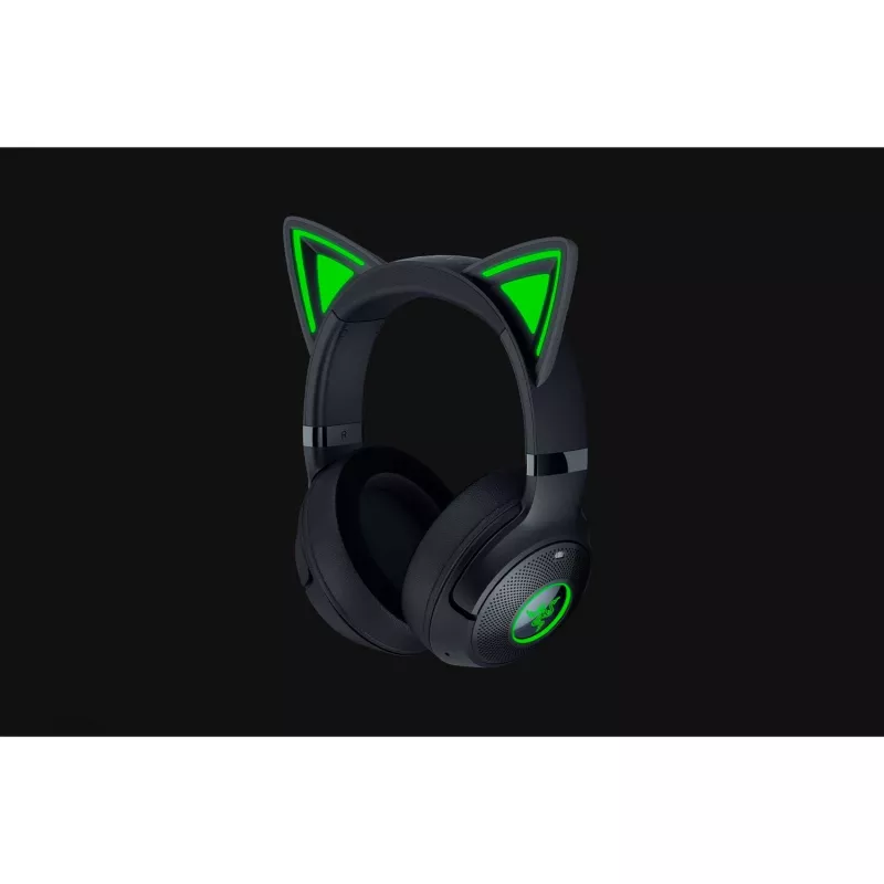 Austiņas Razer Kraken Kitty V2 BT — Bezvadu Bluetooth, apkārtauss, galvas stīpa, 20–20000 Hz, 325 g, melnas
