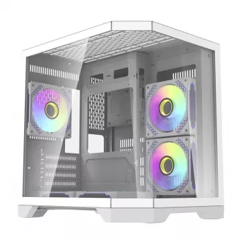 Darflash FT350 datora korpuss + 5 aRGB ventilatori (balts)