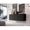 Kumode cama meble JUNGLE 1520×405×745 mm matēti melna ar zelta kājām, skaidu plāksne