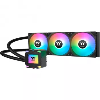 Šķidruma dzesēšanas komplekts THERMALTAKE LA360 ARGB, 120 mm ventilatori, 360 W TDP, melns