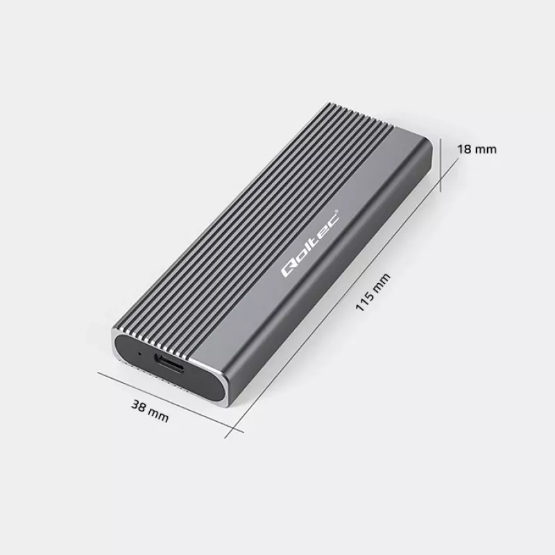 Qoltec korpuss M.2 SATA (NGFF) SSD diskam, USB-C