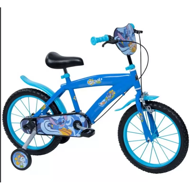 Bērnu velosipēds HUFFY Disney Stitch 16 collas ar mācību riteņiem, kājas bremze