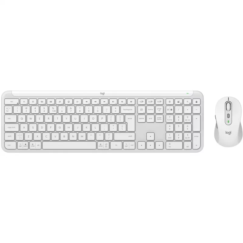 Logitech Signature Slim Combo MK950 - Tastatūras un peles komplekts - 100% pilna izmēra - Bezvadu - Bluetooth 5.1 LE - QWERTY - US International - Off-White (920-012491)