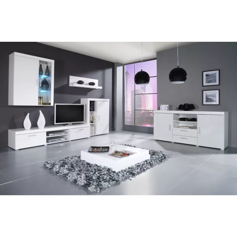 Cama Kumode SAMBA balts/balts glancēts