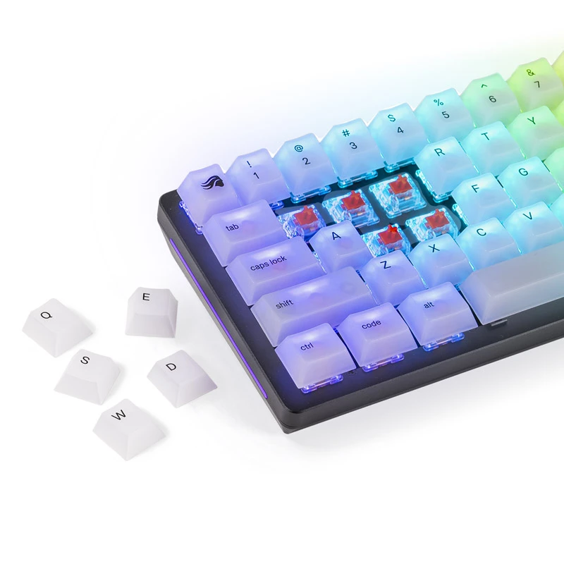 Mehānisko taustiņu vāciņu komplekts Triton Glorious Polychroma RGB — 115 taustiņi, skulptēts profils