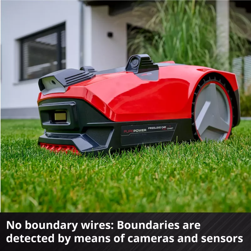 Power X-Change Robotu pļāvējs FREELEXO CAM PLUS 600 (Sarkans/melns, Li-Ion Battery Plus 4,0Ah, Kamera + Sensors)