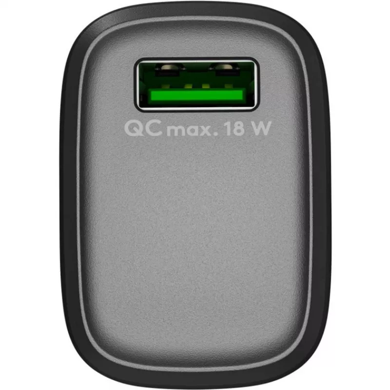USB-A QC ātrais lādētājs (18 W) (melns)