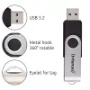 Intenso USB zibatmiņa Office Line, 64 GB, USB-A, 3.2 Gen 1x1, melns-sudraba, 64 GB, USB Type-A, 3.2 Gen 1 (3.1 Gen 1), grozāms gredzens, Melna, Sudraba