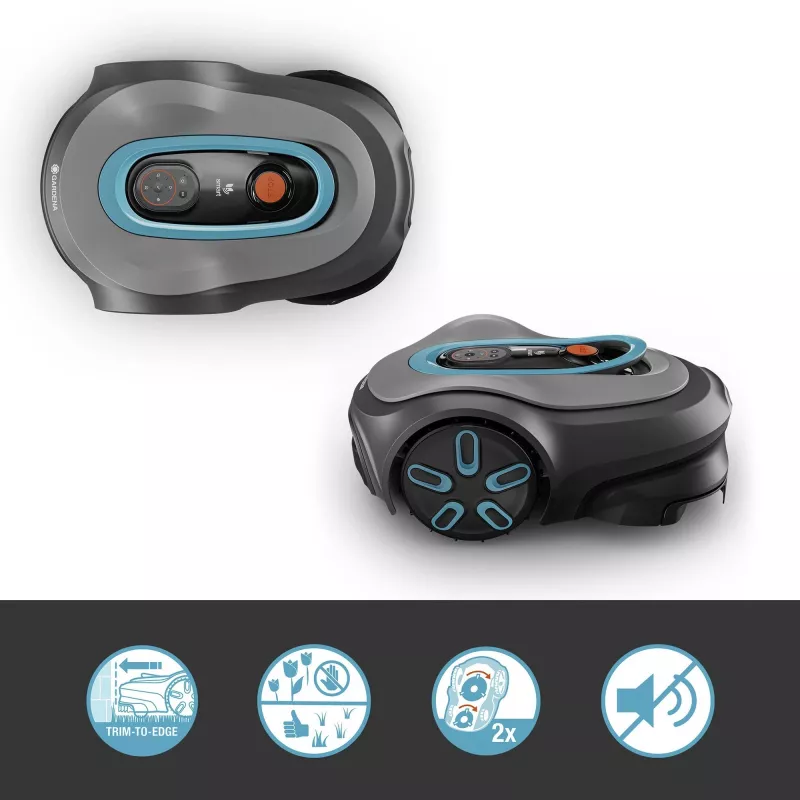 Robotizētais zāles pļāvējs GARDENA smart SILENO max — 800 m², 16 cm griešanas platums, akumulators, LONA navigācija, pelēks