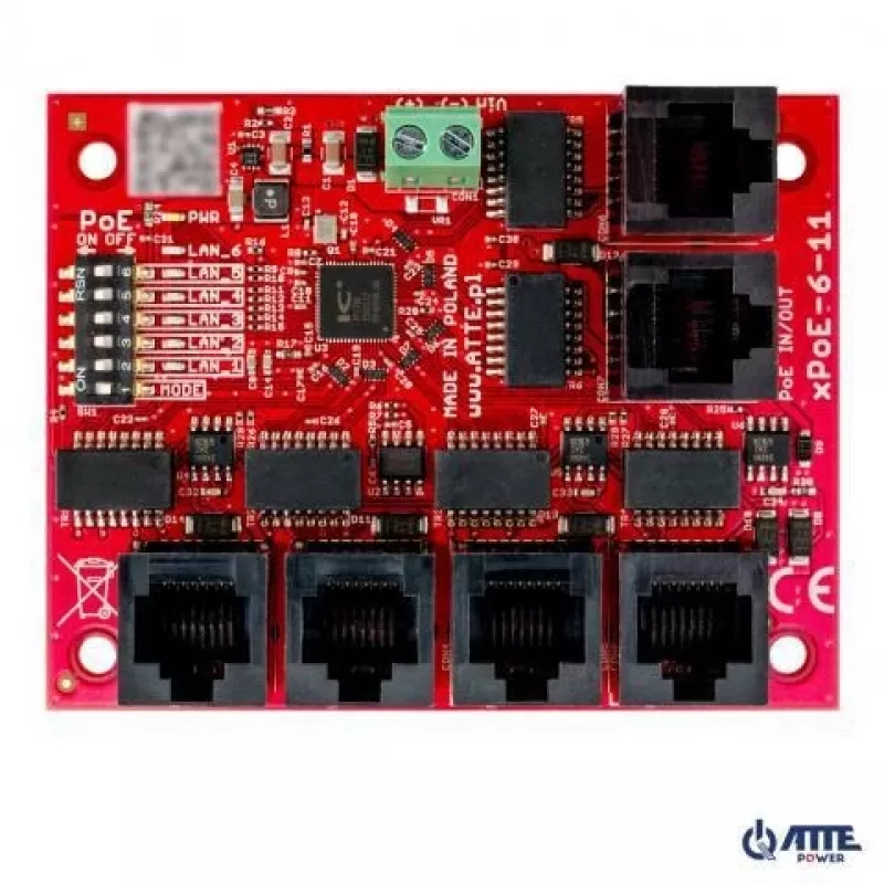 5-portu PoE slēdzis ATTE xPoE-6-11-OF — saderīgs ar 802.3af/802.3at