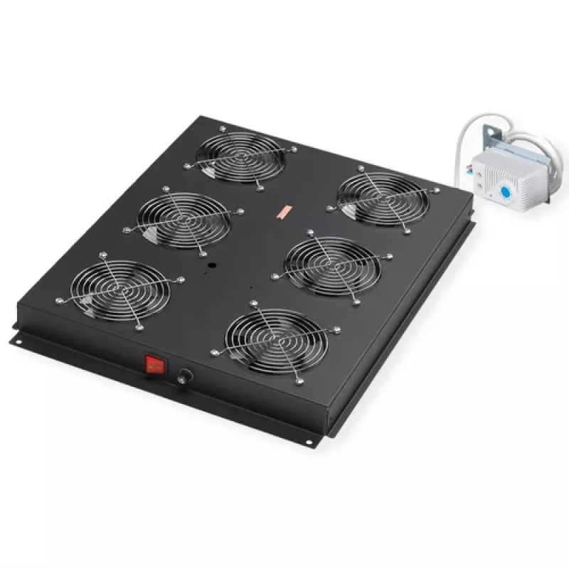 Dzesēšanas ventilators ROLINE 19 collu jumta montāžas bloks 6 ventilatori Termostats melns