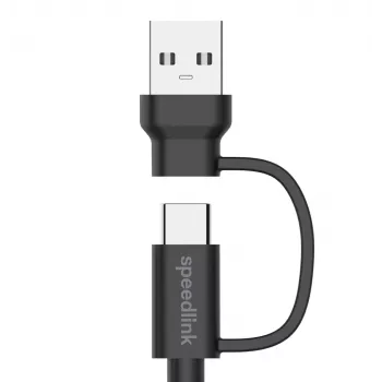 USB 3.2 Gen 1 (3.1 Gen 1) kabelis Speedlink SL-460101-BK, 3 m, USB A/USB C uz USB C, melns