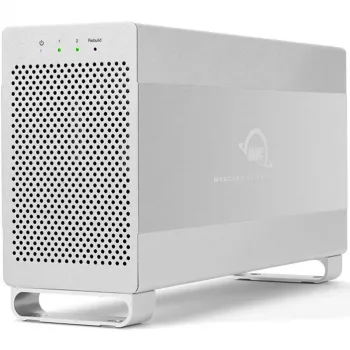 HDD korpuss OWC Mercury Elite Pro Dual balts 2× 3,5 collu SATA diskdziņiem, RAID 0/1/SPAN, USB Type‑B