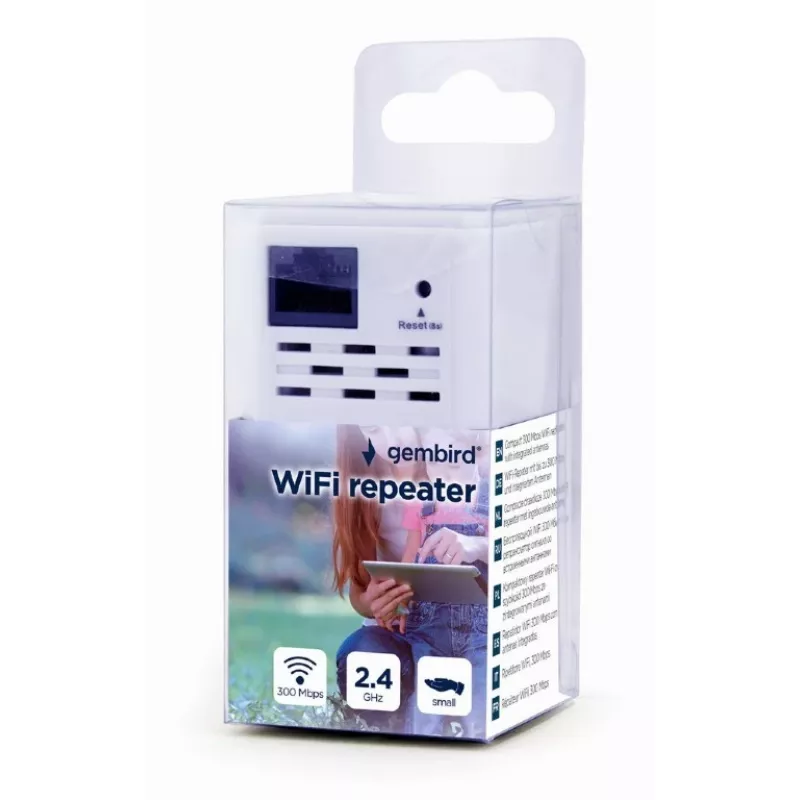 Tīkla retranslators Gembird WNP-RP300-03, 300 Mb/s, 2,4 GHz, 3 dBi iekšējā antena, 1x RJ-45