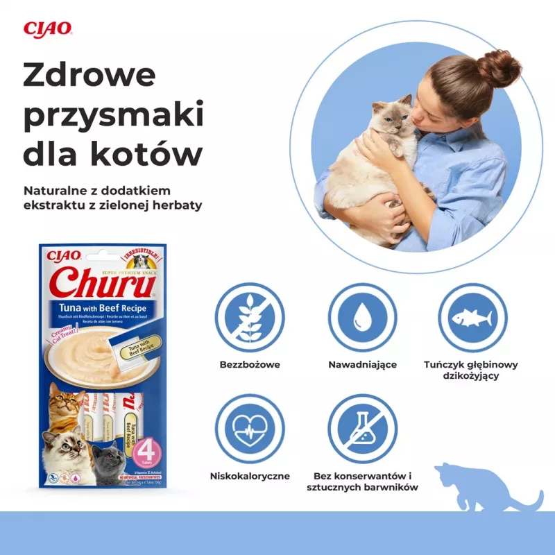 INABA Churu tunzivis ar liellopa gaļas recepti - kaķu našķi - 4x14 g