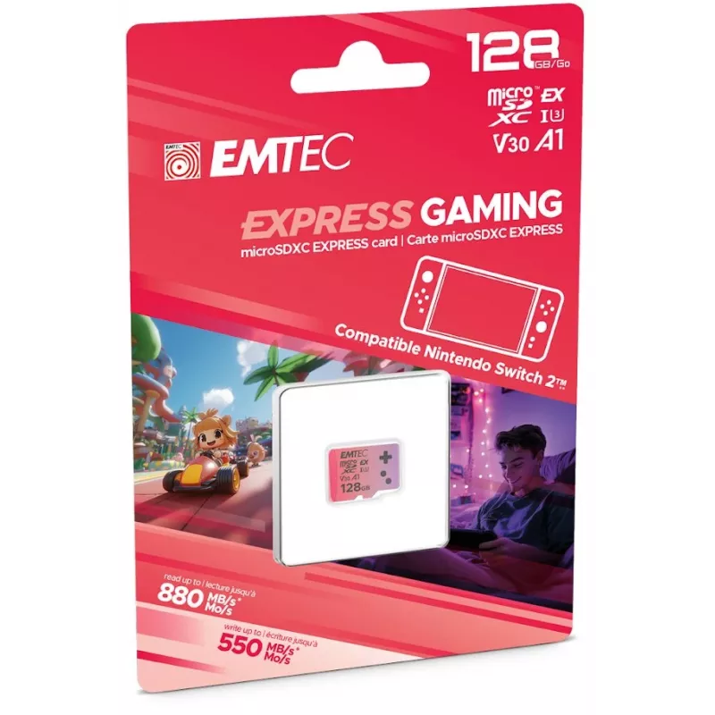 MicroSDXC atmiņas karte EMTEC ECMSDM128GEXG 128 GB UHS-I lasīšanas ātrums 880 MB/s rakstīšanas ātrums 550 MB/s U3 V30