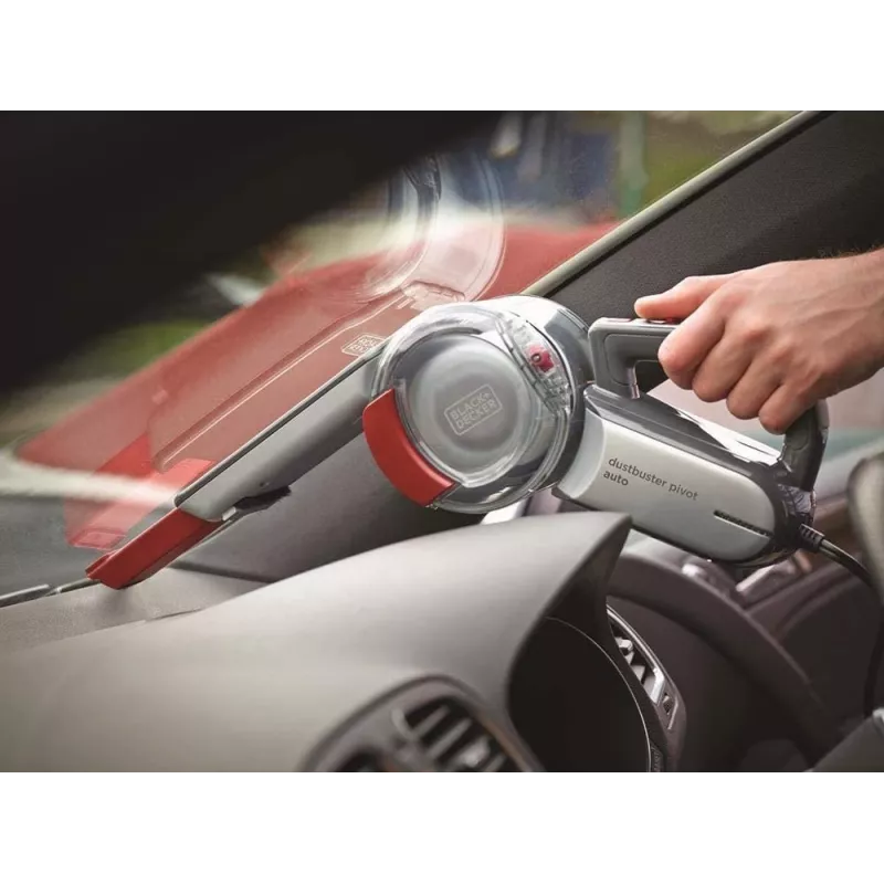 Rokas putekļsūcējs Melns & Decker PV1200AV — sausais mēbeļu tīrītājs, 12 V, 0,44 L, 12,5 W, 5 m vads, pelēks/sarkans