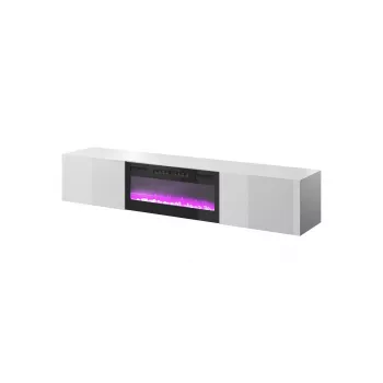 TV skapītis Cama Meble SLIDE 200K ar elektrisko kamīnu 200x40x37 cm spīdīgi balts