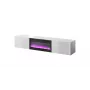 TV skapītis Cama Meble SLIDE 200K ar elektrisko kamīnu 200x40x37 cm spīdīgi balts