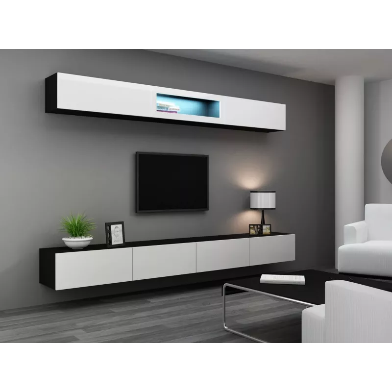 Cama viesistabas mēbeļu komplekts VIGO 12 melns/balts glancēts