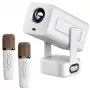 EXTRALINK SMART Projector CINEMA&KARAOKE IMS360 1920X1080P ANDROID 13 projektors filmām, spēlēm un mūzikai ar 2 mikrofoniem, balts, 300 lūmenu LCD