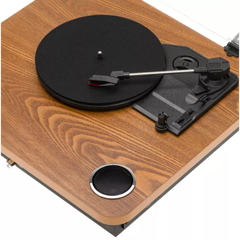Analogais siksnas piedziņas vinila plašu atskaņotājs Adler AD 1914 ar USB pieslēgvietu, keramisko disku, līdzstrāvas motoru, 33 1/3 apgr./min, Bluetooth 5.4, RCA izejām, iebūvētiem skaļruņiem