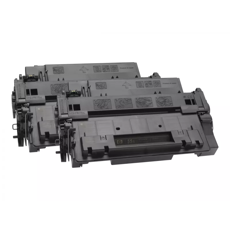 HP 55X 2 iepakojumi lielas ietilpības melns oriģinālais LaserJet tonera kārtridžs