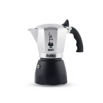 Bialetti Brikka 2023 moka kafijas kanna, 4 tases (0,17 l), melna / nerūsējošais tērauds