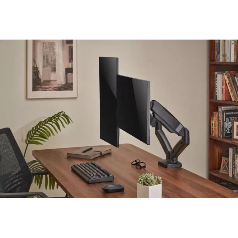 Monitora roka up up Ekonomiskais Interaktīvais Līdzsvara Divkāršais Monitora Roka Matēta Melna VESA 75x75/100x100
