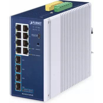 Pārvaldāms slēdzis PLANET IP30 rūpnieciskais L2/L4 8 portu Gigabit Ethernet