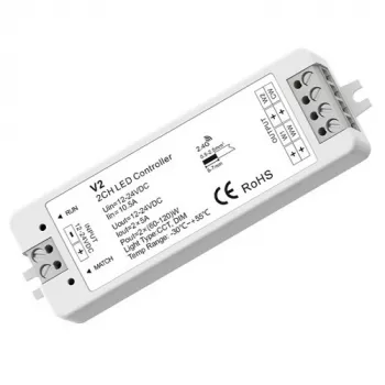 V2 kontrollera uztvērējs 12-24V, 2x5A