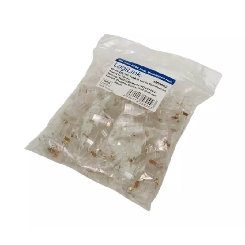 RJ-45 vadu savienotājs LOGILINK MP0002, CAT5e, caurspīdīgs, 100 gab. iepakojumā