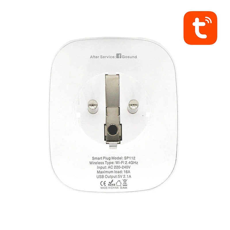 Viedais kontaktdakšs WiFi Gosund SP112 2xUSB, 16A, Tuya