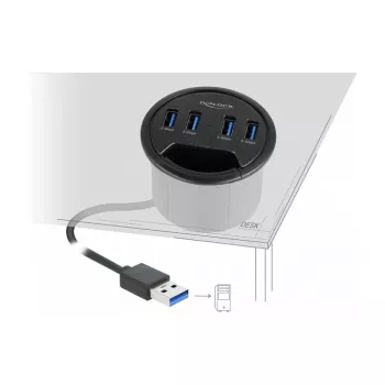 USB centrmezgls DeLOCK 64153 Type-A 5000 Mbit/s melns