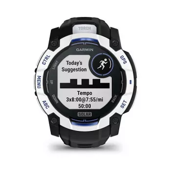 Viedpulkstenis GARMIN Instinct 3.05 cm (1.2 collu) AMOLED 45 mm 390x390 px Skārienjutīgs Melns Balts GPS 4 GB 53 g Silikona siksniņa
