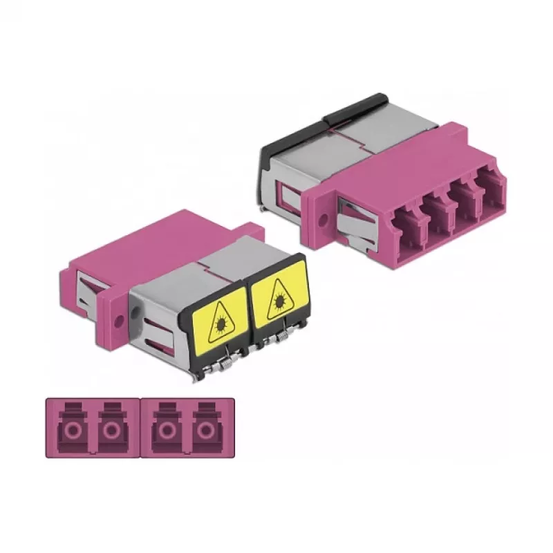 Optisko šķiedru savienotājs DeLOCK 86906 LC Quad female uz LC Quad female daudzmodu violets