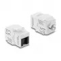 Keystone modulis DELOCK RJ45 uz LSA Cat.6 UTP bez instrumentiem ar putekļu vāciņu, plakans, 16×31,8×19,4 mm, balts/melns