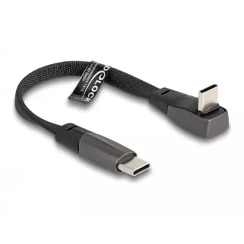 DeLOCK USB 2.0 plakanā lentes kabelis USB Type-C vīrišķais uz USB Type-C vīrišķais leņķveida PD 3.0 60 W 14 cm melns