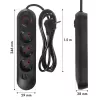 Strāvas sadalītājs MACLEAN MCE394 B — 3 rozetes + 3×USB A, 110–240 V, 2,1 A USB, 2500 W, 1,5 m kabelis, melns