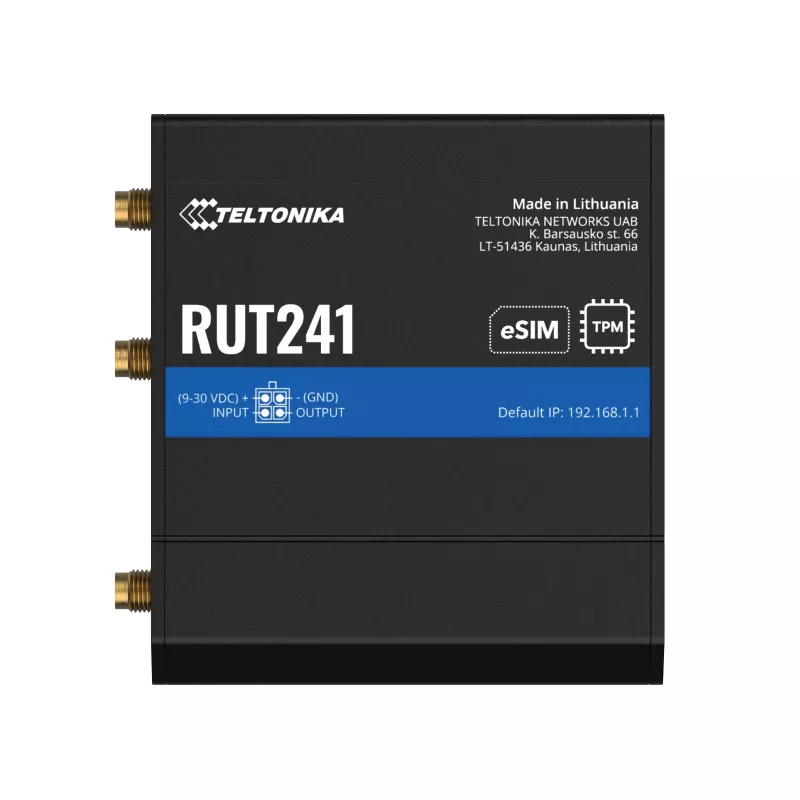 Router LTE WiFi 4 Teltonika RUT241 ESIM versija Eiropai ar ES barošanas bloku (RUT241210000)