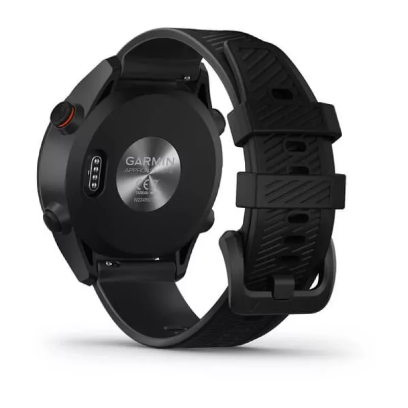 GPS golfa pulkstenis GARMIN Approach S12, melns, 43 mm korpuss, silikona siksniņa, 30 h GPS akumulatora darbība