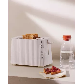 Toasteris Alessi MDL08B melns — Plissé dizains, 6 brūnināšanas iestatījumi, bagel/atkausēšana/ātrā uzsildīšana, 340×185×250 mm