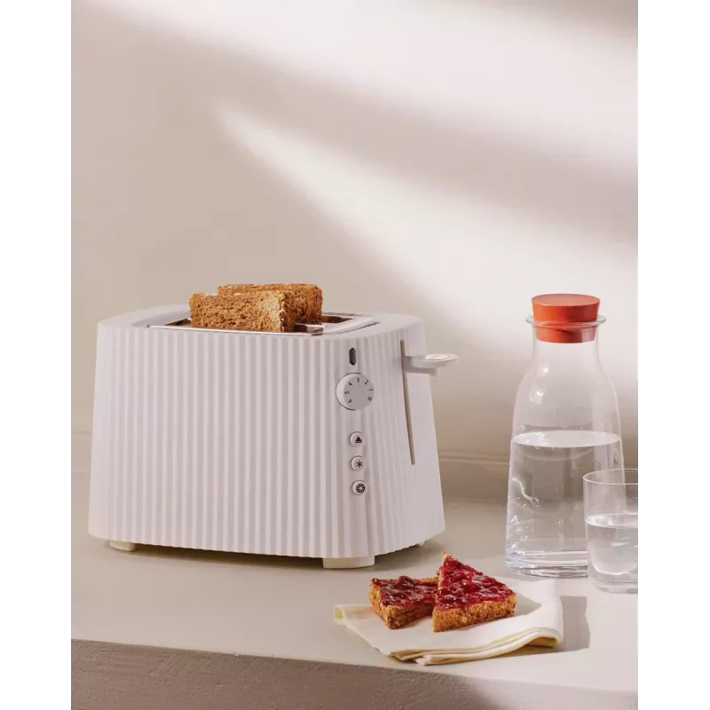 Toasteris Alessi MDL08B melns — Plissé dizains, 6 brūnināšanas iestatījumi, bagel/atkausēšana/ātrā uzsildīšana, 340×185×250 mm