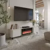 TV skapītis Cama Meble Volare 200 x 39 x 49 cm kašmira krāsā ar elektrisko kamīnu