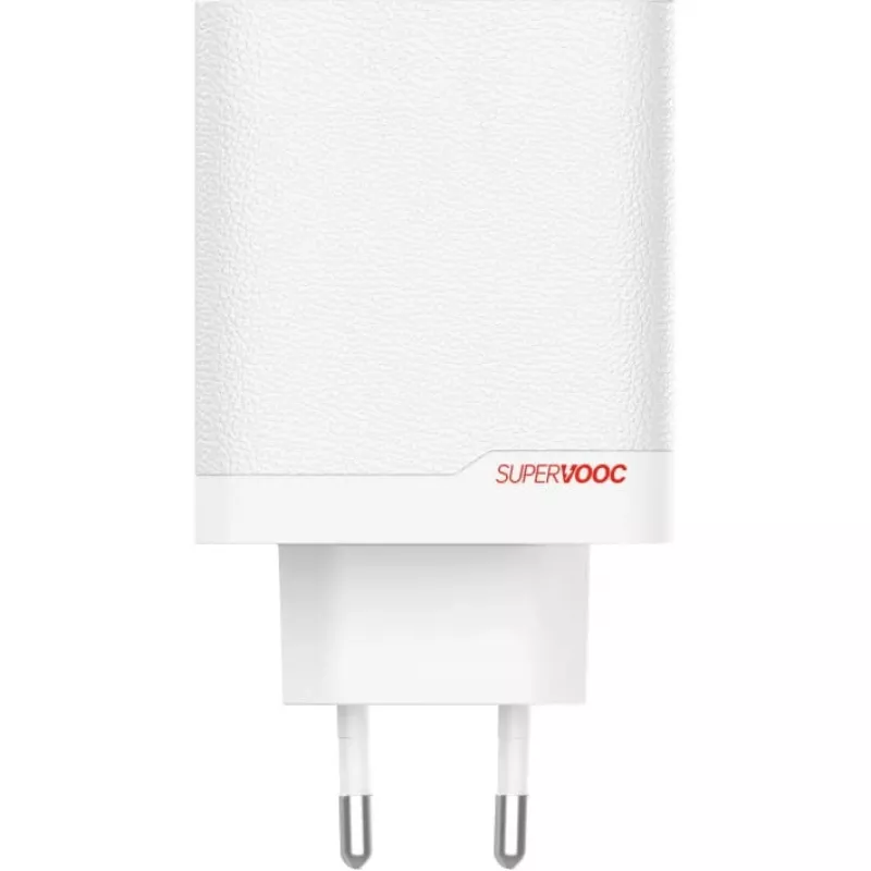 Strāvas adapteris ONEPLUS SUPERVOOC 120W divu pieslēgvietu vadu lādētājs, kopējā izejas jauda 120W, 1x USB-C + 1x USB-A, 100–240V, 145 g, balts