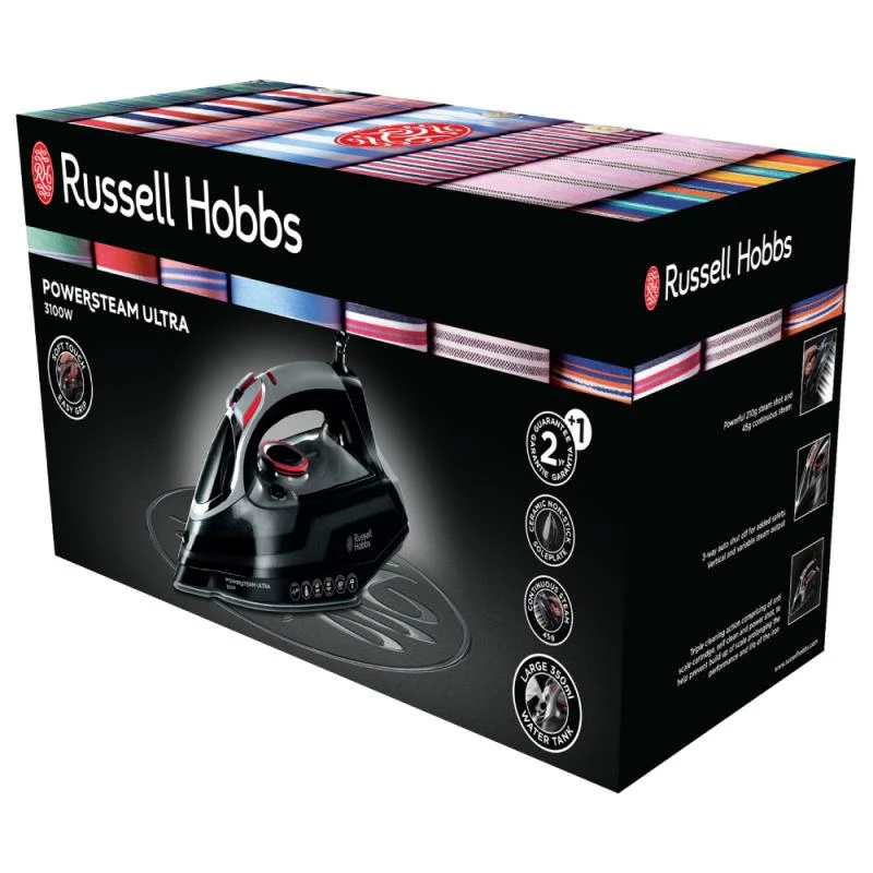 Russell Hobbs 20630-56 gludeklis Sausā un tvaika gludeklis Keramikas zole 3100 W Melns, Pelēks