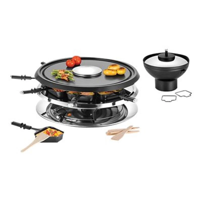 Unold 48726 raclette grils 8 personām 1300 W Melns, Nerūsējošais tērauds