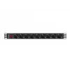 Strāvas sadales bloks LANBERG PDU-09F-0300-BK — 9x Type F rozetes, 3 m kabelis, alumīnija korpuss, 10 A