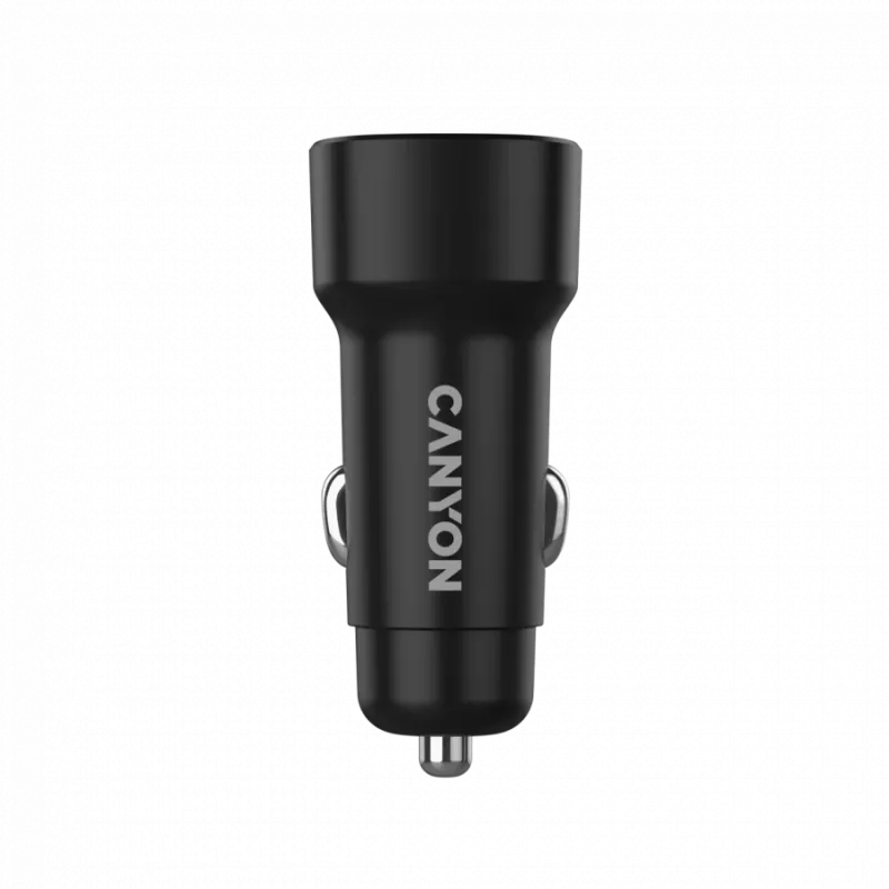 Automašīnas lādētājs CANYON OnDrive 30 PD 30W USB-C Melns — iebūvēts USB-C strāvas adapteris ar jaudu 30W PD