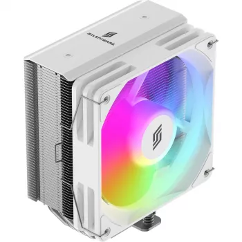CPU dzesētājs Silentware Bora RGB balta ar 120 mm PWM ARGB ventilatoru, 215 W TDP, saderīgs ar AM5 un LGA1851